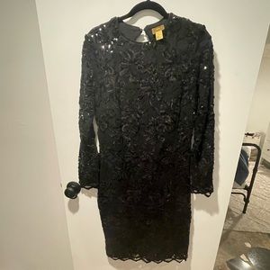 Black Long Sleeve Sequin Dress